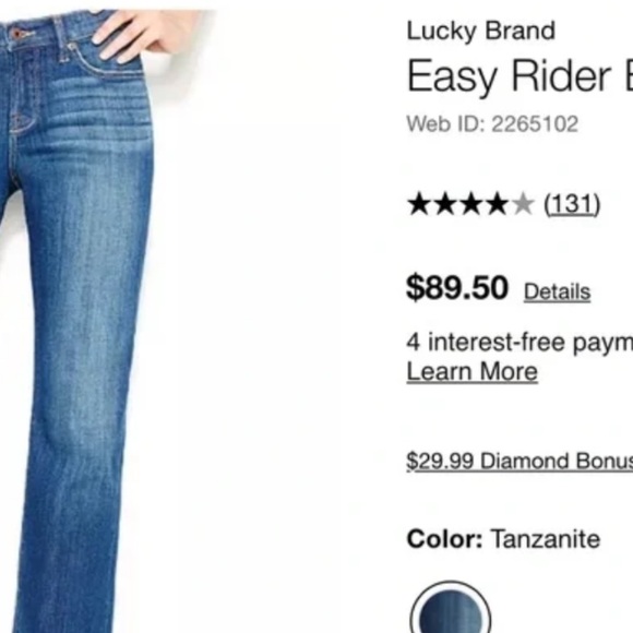 LUCKY 🍀 BRAND JEANS FOR WOMEN EASY RIDER IN SIZE 2 / 26 ZIPPERED CLOSURE - Picture 4 of 8